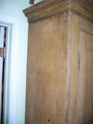 3 door Adams style pine armoire forged nails 9