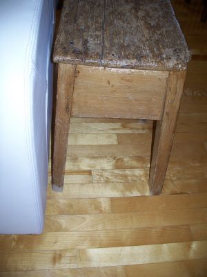 Pine bench on the rough with its graining 2