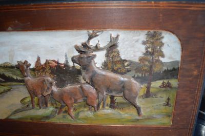 Deer carved wood carved plate. 2