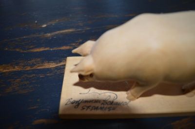 pig carving signed 2