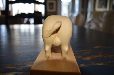 pig carving signed 6
