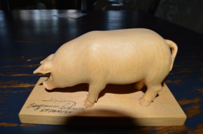 pig carving signed 1