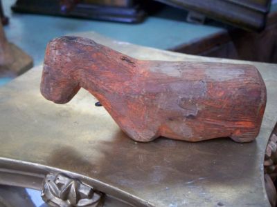 Petit cheval en pin jouet du 19e 3