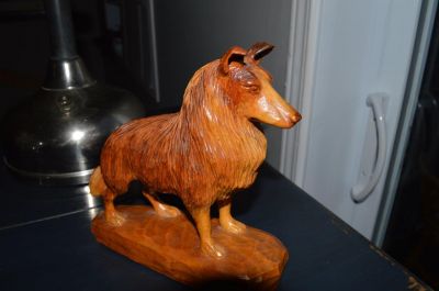 Carving of a collie dog  1