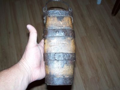 X rare oak wooden bottle for seal or whale fat oil. 3