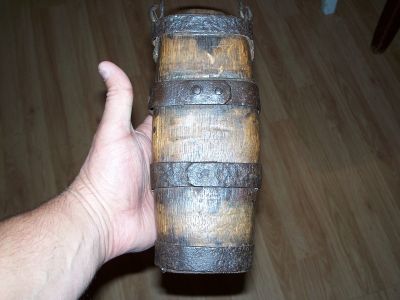 X rare oak wooden bottle for seal or whale fat oil. 4