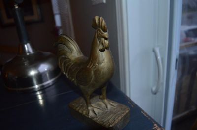 Carved rooster signed 4