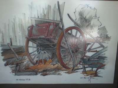 Belle aquarelle de St-Cyr  St-armand quebec 1