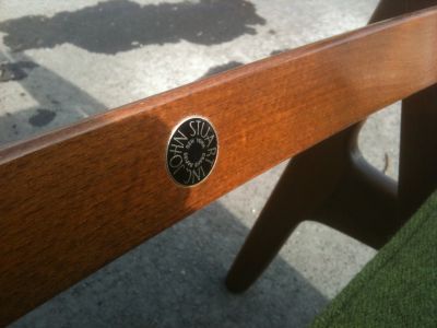 Chaise verte en teak avec coussins de John Stuart 3