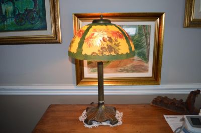 reverse painting lamp early 1900's 1