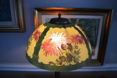 reverse painting lamp early 1900's 2