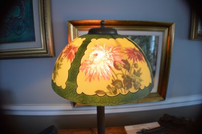 reverse painting lamp early 1900's 8