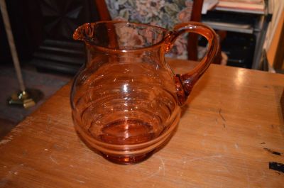 Blown depression glass pitcher 1