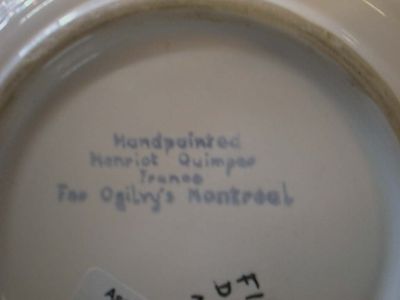 Quimper plate old , made for Ogilvy's 4