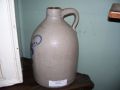 Nice small 1 gallon blue decorated stoneware crock - Antiques