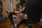 Folk-art moose carving - Antiques