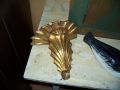 pine wall shelves, old gold guilded - Antiques