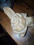 Yellow pine rose carving 19th c. Île d'Orleans